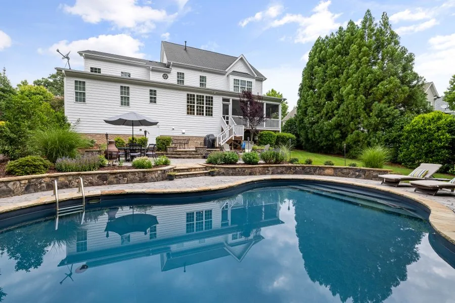 New pool and backyard landscaping installation